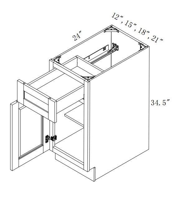 B15: Oak Shaker Standard Base Cabinet 1D