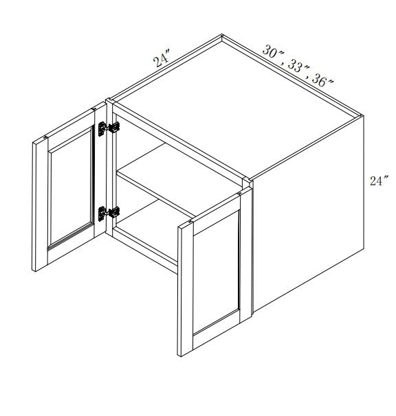W302424: Oak Shaker Wall 30"W*24"H*24"D-2D-1S