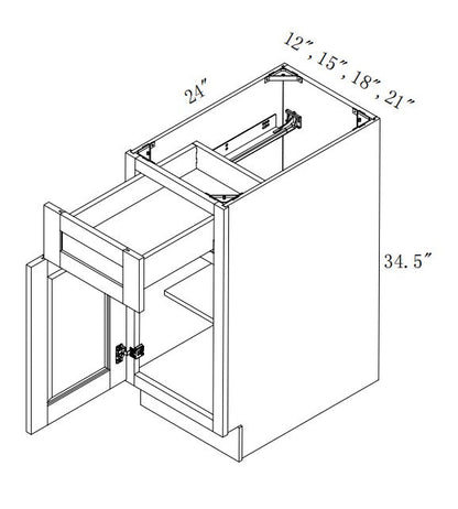 B18: Oak Shaker Standard Base Cabinet 1D