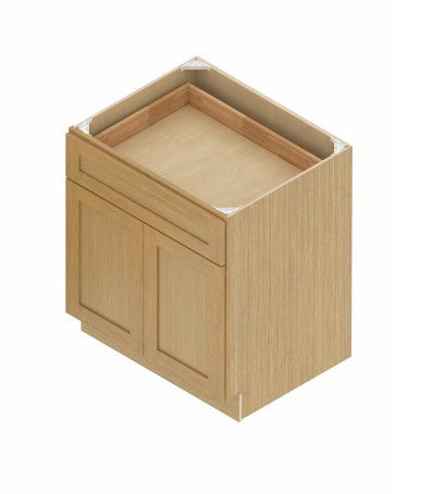 B24 Oak Shaker: White Shaker 24" 1 Drawer 2 Doors  Standard Base Cabinet