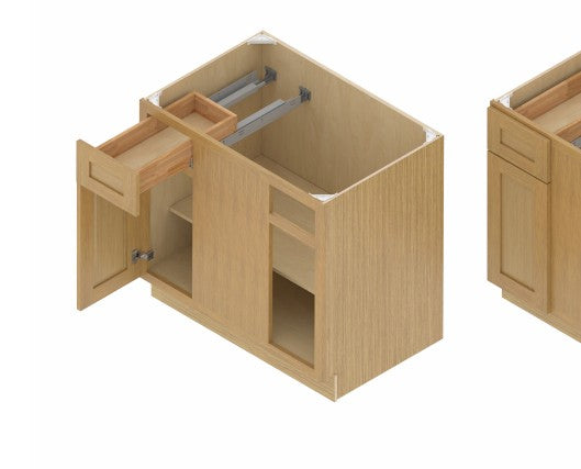 BLB36/39: Oak Shaker Base Blind Comer 36"W*24"D*34-1/2"H-1D-1DRA-1S