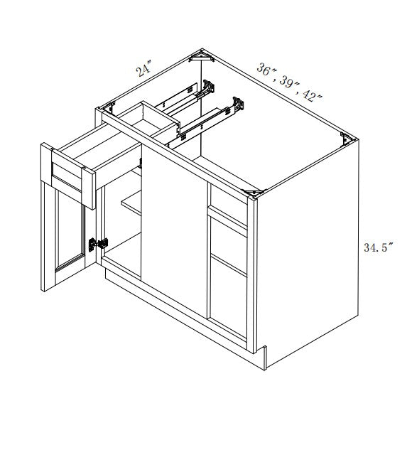 BLB39/42: Oak Shaker Base Blind Comer 39