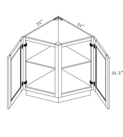 BRA24: Oak Shaker Angle Base End Cabinet 24"W*24"D*34-1/2"H-2D