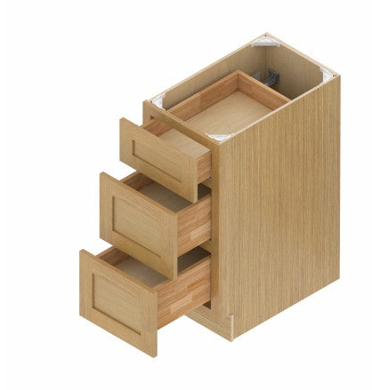 DB30-3: Oak Shaker 30"  3 Drawers   Standard Base Cabinet
