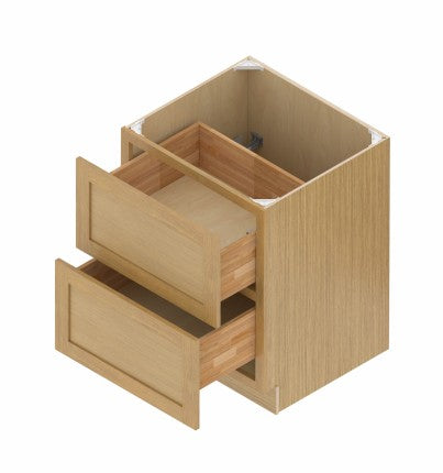DB36-2: Oak Shaker 36"  2 Drawers   Standard Base Cabinet