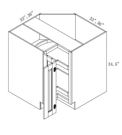 LSB3309: Oak Shaker 33" 2 Doors   Laze Susan Base Cabinet
