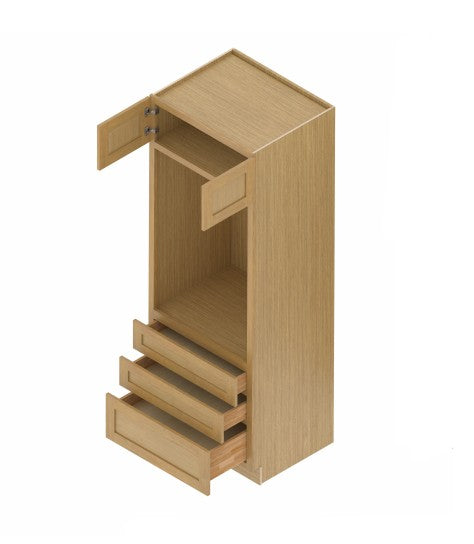 OC338424: Oak Shaker Oven Cabinet 33"W*84"H*24"D-2D-3DRA