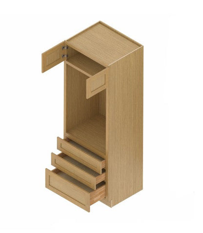 OC338424: Oak Shaker Oven Cabinet 33"W*84"H*24"D-2D-3DRA