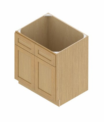 SB42: Oak Shaker 42"  2 Headers 2 Doors  Sink Base Cabinet