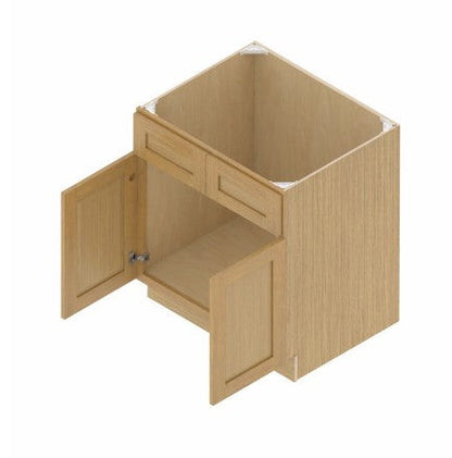 SB33: Oak Shaker 33"  2 Headers 2 Doors  Sink Base Cabinet