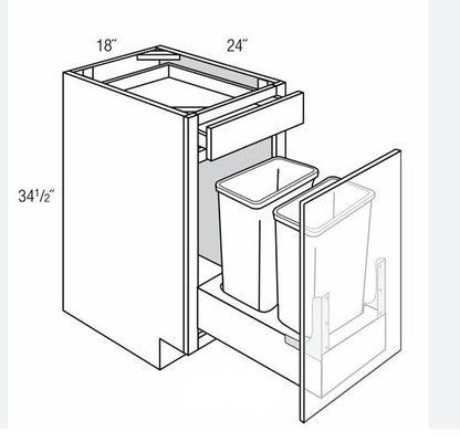 TC018-2: Base Waste Basket 18"W*24"D*34-1/2"H