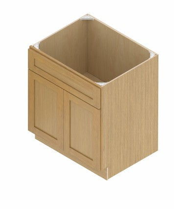 VSB30: Oak Shaker 30"  1 Header 2 Doors   Vanity Sink Base Cabinet