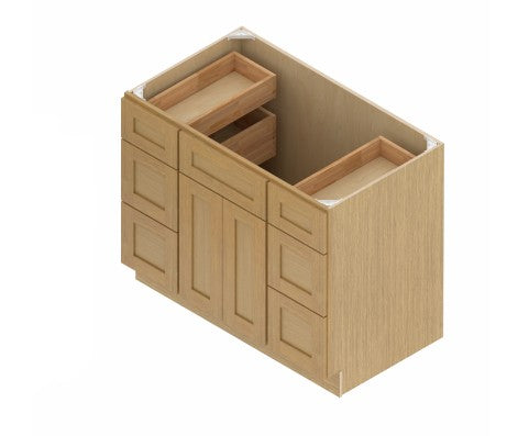 VSD60D: Oak Shaker Vanity Side Drawer Base Cabinet Single Basin 60"W*34-1/2"H*21"D - 2D-6DRA