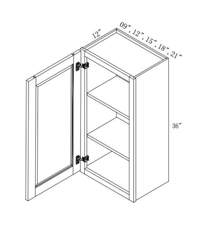 W1536:  Oak Shaker Wall 15"W*36"H*12"D-1D-2S