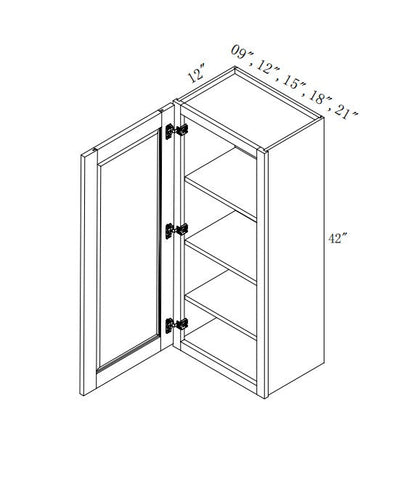 W1840/W1842: Oak Shaker Wall 18"W*40"H*12"D-1D-3S