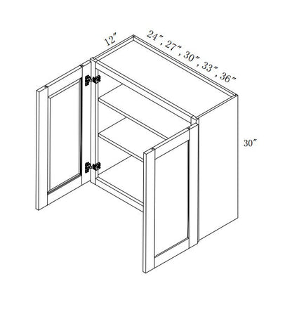 W2430:  Oak Shaker Wall 24"W*30"H*12"D-2D-2S
