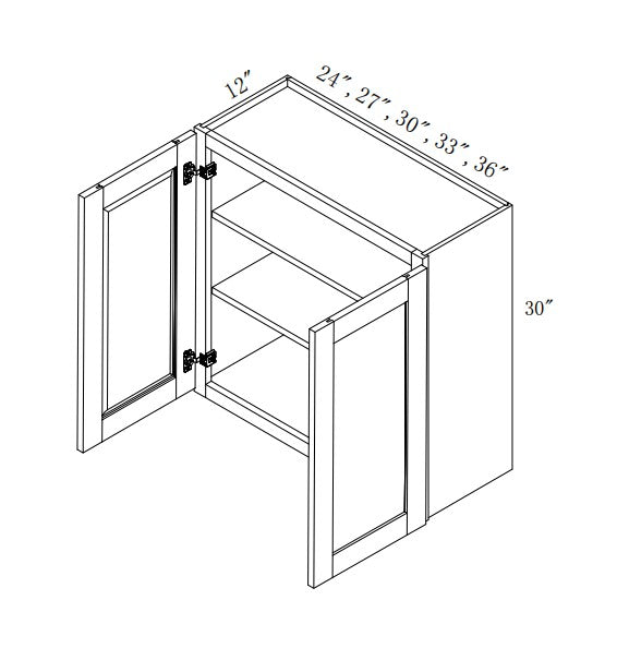 W3030:  Oak Shaker Wall 30