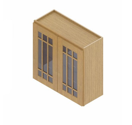 W3030/GD : Oak Shaker Wall 30"W*30"H*12"D-2D-2S/ Glass Door