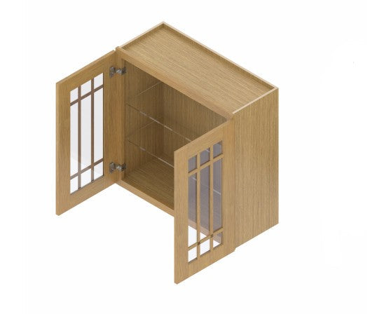 W3636/GD: Oak Shaker Wall 36"W*36"H*12"D-2D-2S/ Glass Door