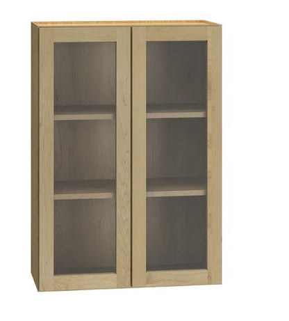 W3630/GD:  Oak Shaker Wall 36"W*30"H*12"D-2D-2S/ Glass Door