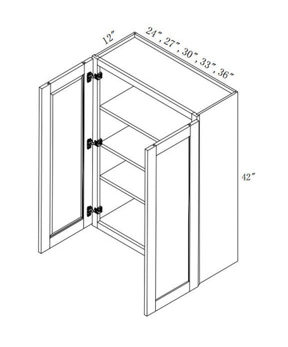 W3640/W3642: Oak Shaker Wall 36"W*40"H*12"D-2D-3S