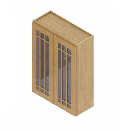 W2440/GD: Oak Shaker Wall 24"W*40"H*12"D-2D-3S/ Glass Door