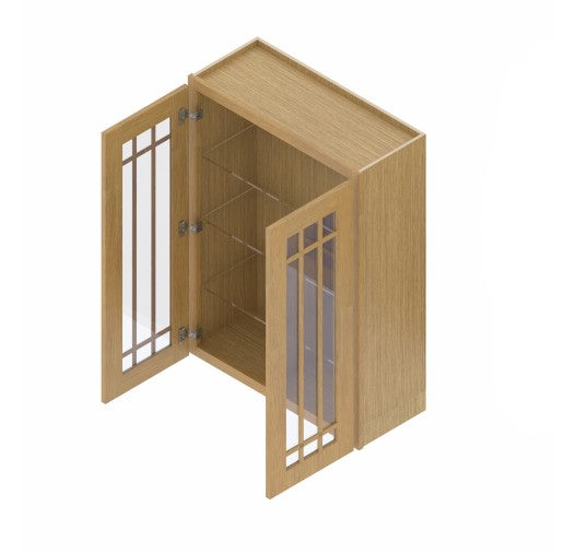 W3040/GD: Oak Shaker Wall 30"W*40"H*12"D-2D-3S/ Glass Door