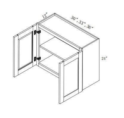 W3324: Oak Shaker Wall 33"W*24"H*12"D-2D-1S