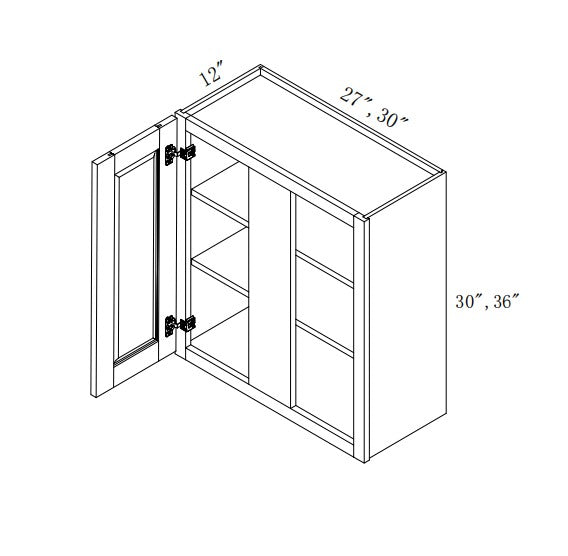 WBC2736: Oak Shaker Wall Blind Cabinets 27