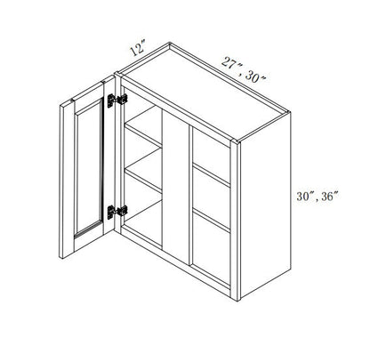 WBC2730: Oak Shaker Wall Blind Cabinets 27"W*30"H*12"D-1D-2S
