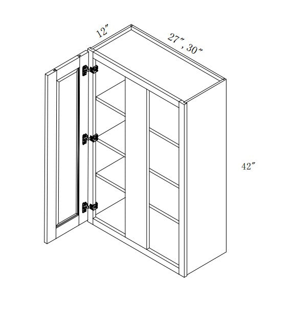 WBC3040/42: Oak Shake Wall Blind Cabinets 30"W*40"H*12"D-1D-3S