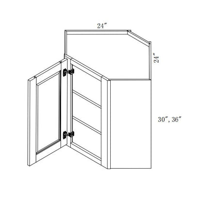 WDC2430: Oak Shaker Wall Diagonal Cabinet 24"W*30"H*24"D-1D-2S