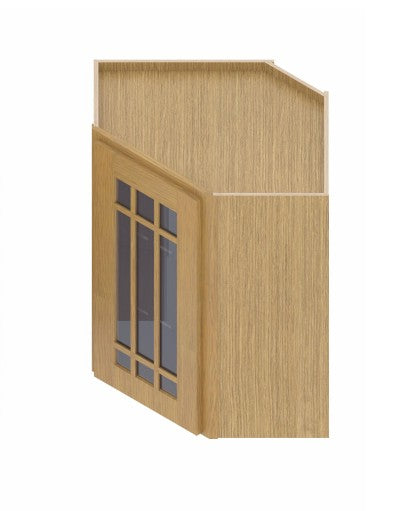 WDC2430/GD: Oak Shaker Wall Diagonal Cabinet 24"W*30"H*24"D-1D-3S/Glass Door