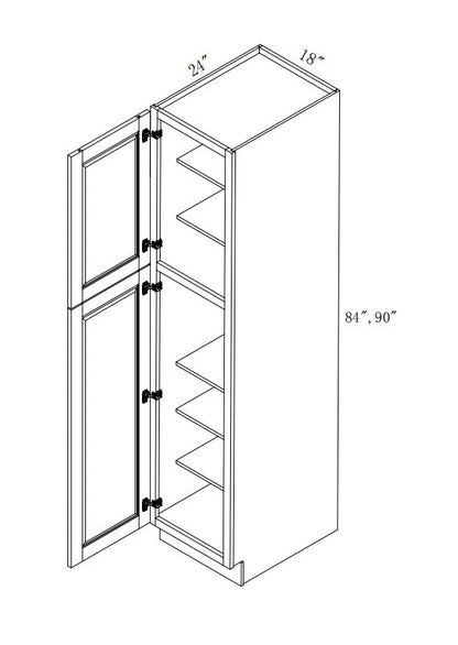 WP189024: Oak Shaker Pantry 18"W*90"H*24"D-2D-5S