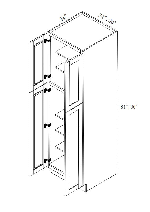 WP249024: Oak Shaker Pantry 24